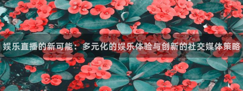 长征平台体育合法嘛：娱乐直播的新可能：多元化的娱乐体验与创新的社交媒体策略